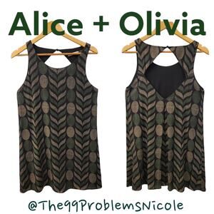 Alice + Olivia Shift Mini Dress in Leaf Print